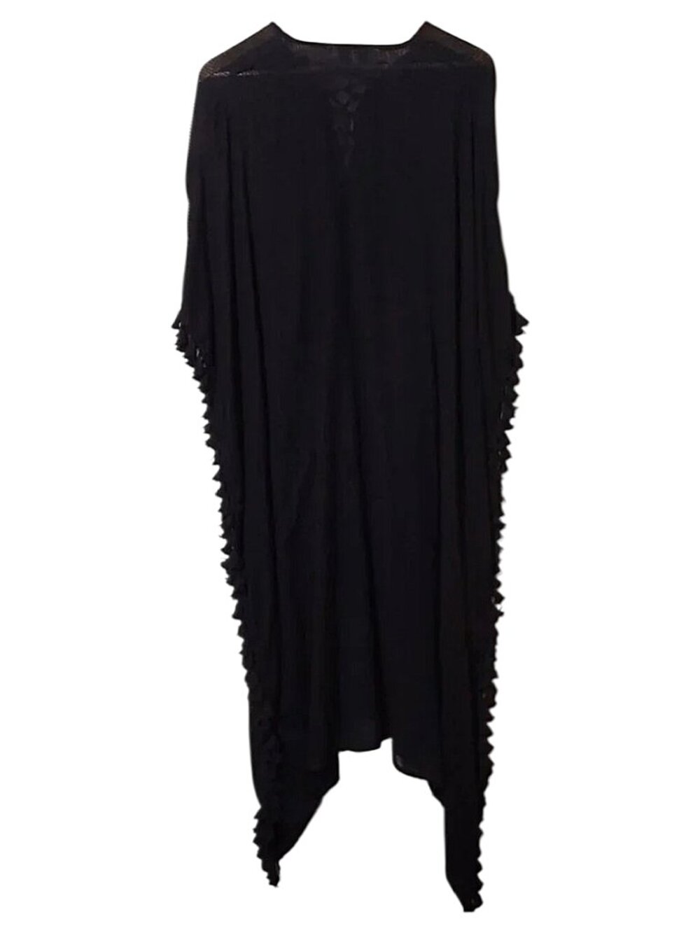 Walter Baker Acapulco Kaftan Black Tassel Sheer Beach Coverup Resort/Vacation OS - Picture 6 of 6